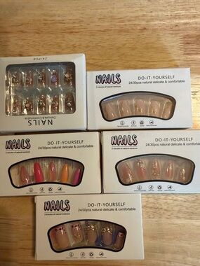 Do-It-Yourself Press-On Nails - Assorted Pink, Nude & Gold Designs